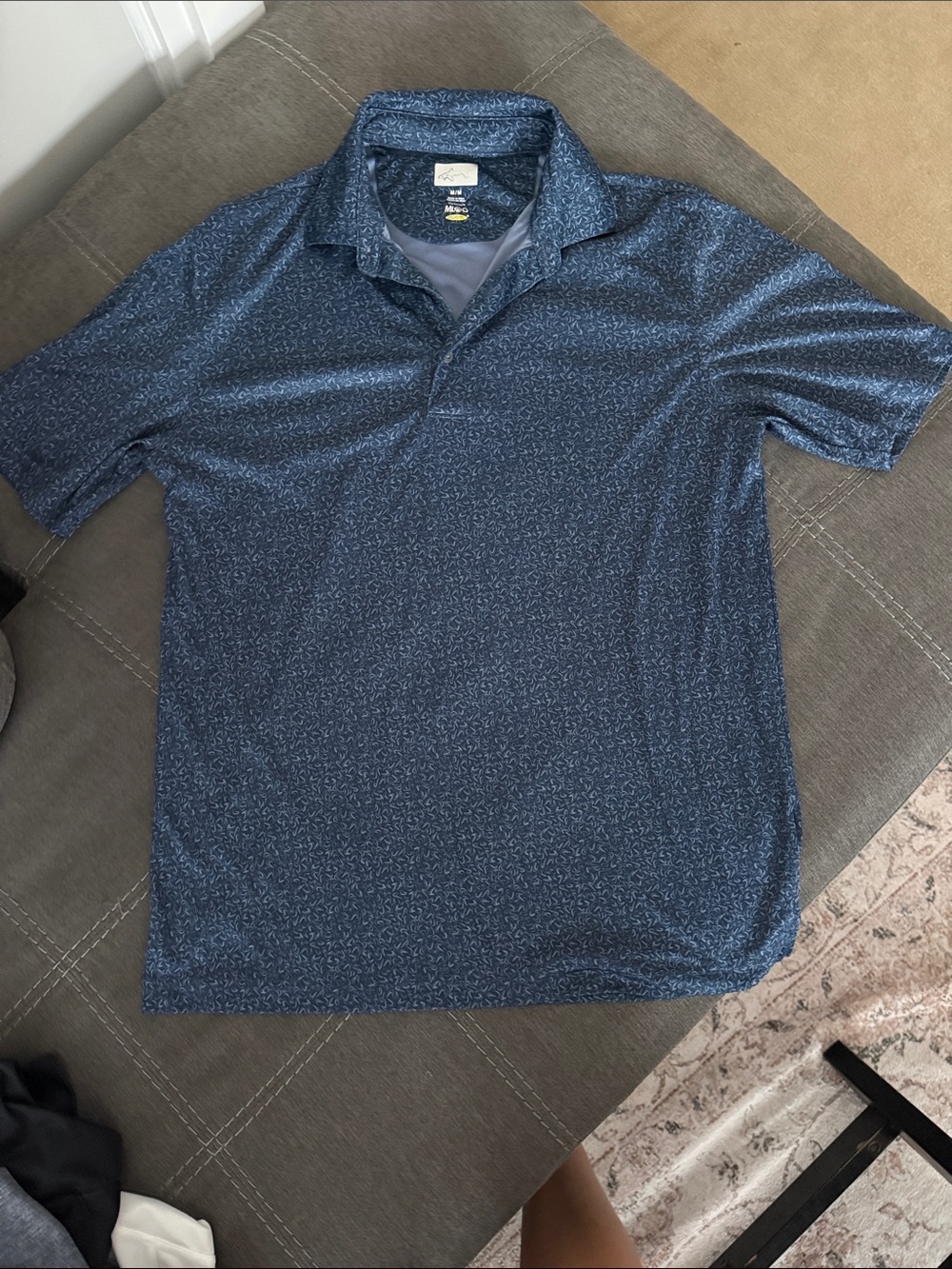 ML75 - Men's Blue Patterned Polo Shirt
